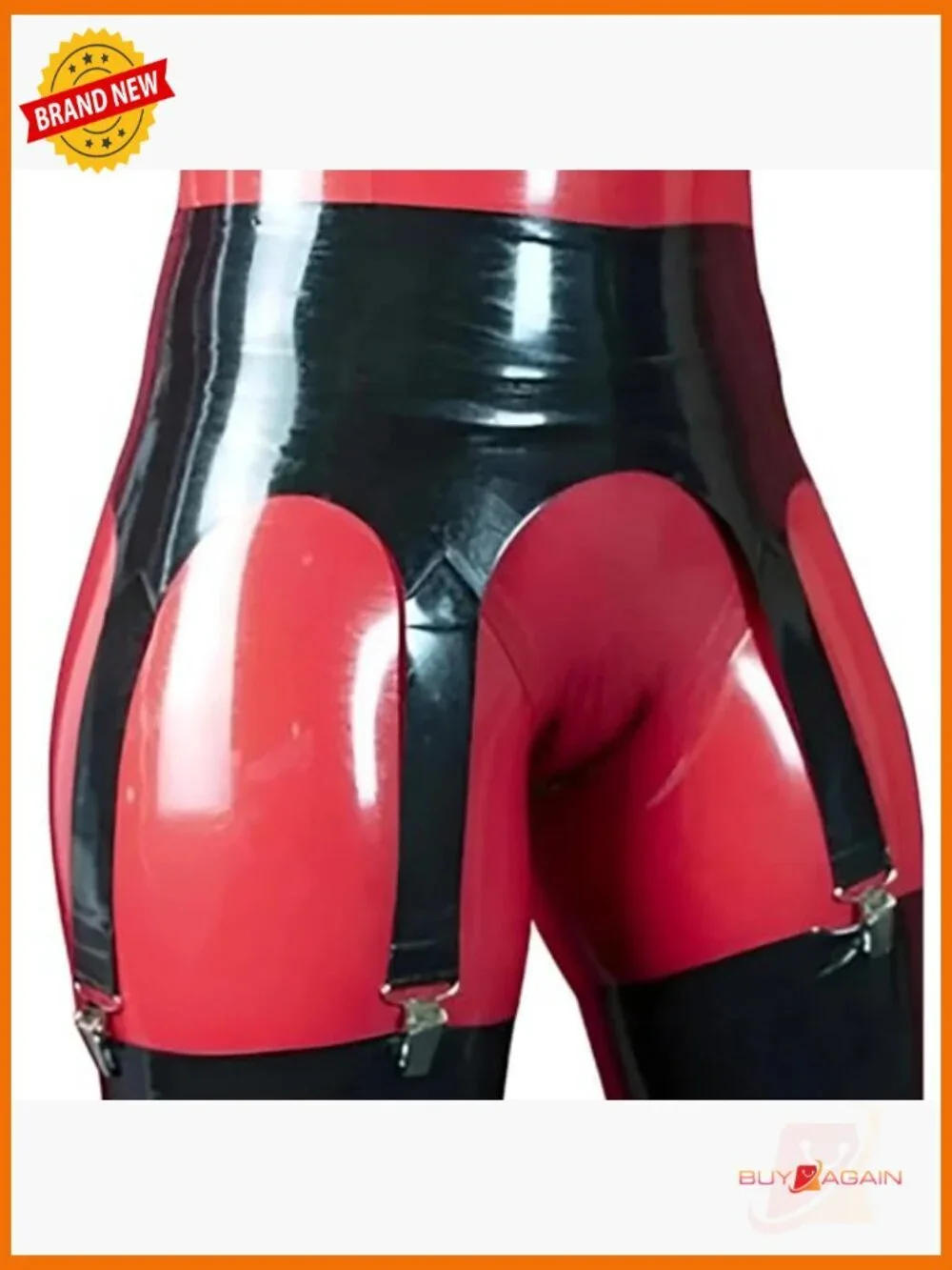 Handmade Latex Garter Belt with 6 Straps, High Waist, Cosplay Accessory